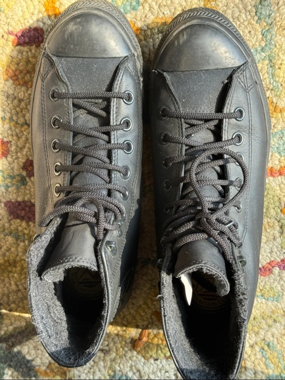 Converse Leather High Top Sneakers - Black - Picture 3 of 3